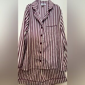 Alfani maroon striped button down and shorts sleep set size small